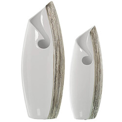 Ensemble de 2 Vases Alexandra House Living Blanc Argenté Céramique 18 x 26 x 47 cm (2 Pièces)