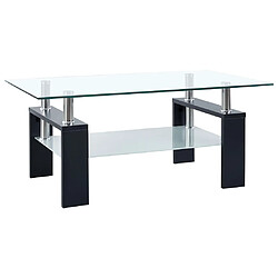 vidaXL Table basse Noir et transparent 95x55x40 cm Verre trempé 