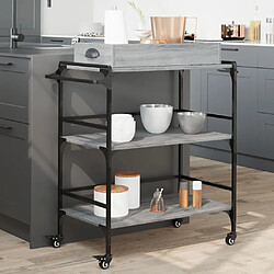 Maison Chic Desserte de cuisine | Chariot de cuisine | Meuble de rangement roulant sonoma gris 81,5x41x92,5cm bois d'ingénierie -GKD26799