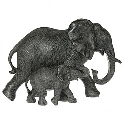 Statue Éléphant en Résine 15cm Gris Foncé