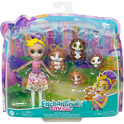 Mattel Coffret Famille Enchantimals Poupée Gerika l'Écureuil et 4 Figurines d'Animaux Multicolore pas cher