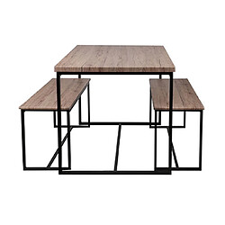 Urban Living Table à manger et ses 2 bancs Dock - H. 75 cm - Beige et Noir