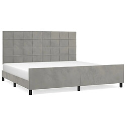 Maison Chic Lit adulte - Cadre Structure de lit avec tête de lit Contemporain Gris clair 200x200 cm Velours -MN79313