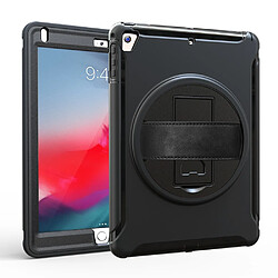 Coque en TPU Rotatif sur 360 degrés avec béquille et dragonne réglable noir pour votre Apple iPad 9.7 (2018)/9.7 (2017)/Air/Air 2/ Pro 9.7 (2016)