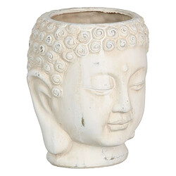 BigBuy Garden Cache-pot Crème Terre cuite Buda Oriental 17,1 x 16,6 x 20 cm