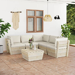 vidaXL Salon de jardin palette 6 pcs avec coussins bois d'épicéa