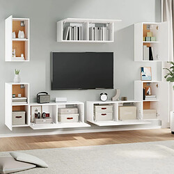 Avis Maison Chic Ensemble de meubles TV 7 pcs | Banc TV Moderne pour salon | Meuble de Rangement - Blanc Bois d'ingénierie -MN36983