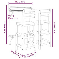 vidaXL Ensemble de bar de balcon 3 pcs Bois d'acacia massif pas cher