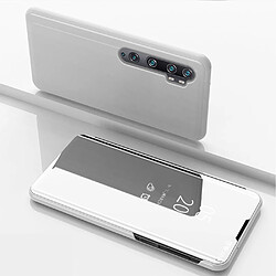 Etui en PU surface miroir avec support et fenêtre de visualisation argent pour votre Xiaomi Mi Note 10/Mi Note 10 Pro/Mi CC9 Pro