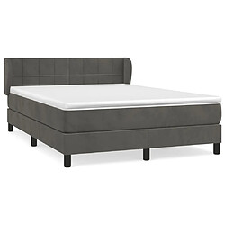 Maison Chic Lit Adulte - Lit simple Lit à sommier tapissier et matelas moelleux - Meuble de Chambre - Gris foncé 140x190cm Velours -MN40651