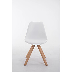 Decoshop26 Chaise de salle à manger design scandinave en PVC blanc et pieds en bois clair forme carré 10_0003427