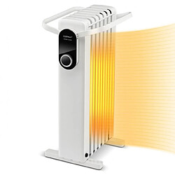 Helloshop26 Radiateur à huile mobile 1500w 3 chaleurs réglable racks de serviettes double protection contre surchauffe 7 eléments blanc 20_0005096 