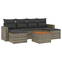 Maison Chic Salon de jardin avec coussins 7 pcs, Ensemble Tables et chaises de jardin, gris résine tressée -GKD598339