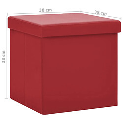 vidaXL Tabourets de rangement pliables lot de 2 rouge bordeaux PVC pas cher