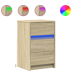 vidaXL Armoire de chevet avec lumières LED chêne sonoma