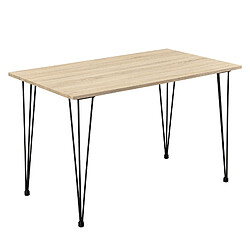 Table de Salle à Manger Kiel pour 4 Personnes Pieds Épingle à Cheveux 120 x 70 x 75 cm Effet Chêne Noir [en.casa]