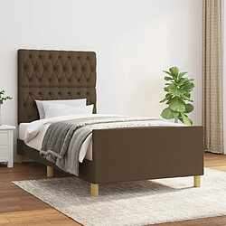 Maison Chic Lit adulte - Cadre Structure de lit avec tête de lit Contemporain Marron foncé 90x190 cm Tissu -MN18111