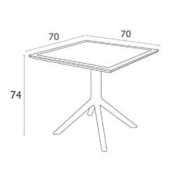 Table Carrée SKY Intérieure Extérieure 70x70 - Resol