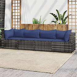 Maison Chic Salon de jardin 4 pcs + coussins - Mobilier/Meubles de jardin - Table et chaises d'extérieur Gris Résine tressée -MN91025