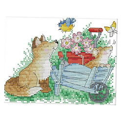 Chien Butterlfy Stamped Cross Stitch Kit Needlework Craft 11CT