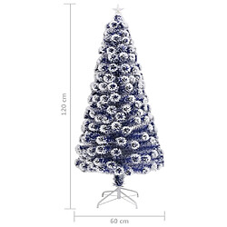 vidaXL Arbre de Noël artificiel pré-éclairé blanc/bleu fibre optique pas cher