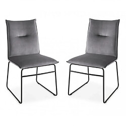 Inside 75 Lot de 2 Chaises MAYA structure métal assise gris cendre