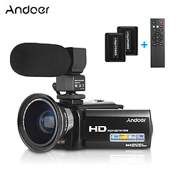 Andoer HDV-201LM 1080P FHD Caméscope numérique Caméscope Enregistreur DV Zoom numérique 24MP 16X Écran à cristaux liquides de 3,0