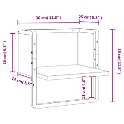 vidaXL Étagère murale avec barre noir 30x25x30 cm pas cher