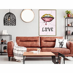 Paris Prix Affiche Murale Encadrée Lip Gloss and Love 40 x 60 cm Or