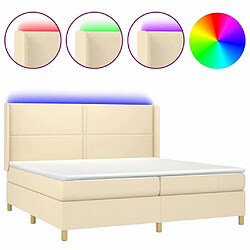 Sommier à lattes,Cadre à lattes de lit pour Adulte matelas et LED Crème 200x200 cm Tissu -MN84388