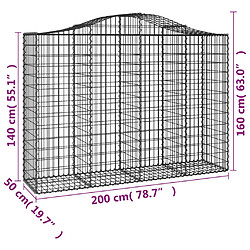 Acheter vidaXL Paniers à gabions arqués 10 pcs 200x50x140/160 cm Fer galvanisé