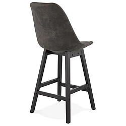 Acheter Alterego Tabouret snack mi-hauteur 'ASPEN MINI' en microfibre grise et pieds en bois noir