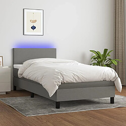 Sommier à lattes et LED,Cadre à lattes de lit avec matelas pour Adulte Gris foncé 90x190cm -MN16028