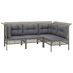 Maison Chic Salon de jardin 10 pcs + coussins - Mobilier/Meubles de jardin - Table et chaises d'extérieur Gris Résine tressée -MN37195 pas cher