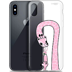 Caseink Coque arrière Apple iPhone Xs / X (5.8 ) Crystal Gel HD [ Nouvelle Collection - Souple - Antichoc - Imprimé en France] Summer Giraffe