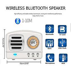 Universal Conférencier Bluetooth rétro portable YH-MinI, style classique à l'ancienne, haut-parleur stéréo de subwoofer, microphone intégré, appel mains libres (blanc)