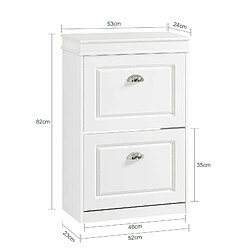 SoBuy FSR78-W Meuble de Rangement à Chaussures Armoire à Chaussures Commode à Chaussures 2 abattants Meuble d'entrée