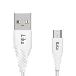 iLike ICM01 Câble de chargeur et de données universel TPE USB vers Micro USB durable 1 m Blanc