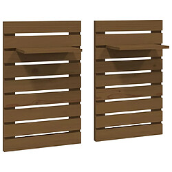 vidaXL Étagères de chevet murales 2 pcs Marron miel Bois de pin massif