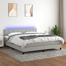 vidaXL Sommier à lattes de lit matelas LED Gris clair 160x200 cm Tissu