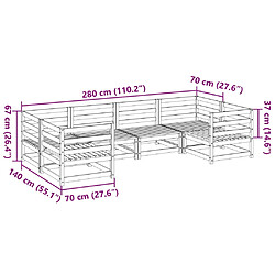 vidaXL Salon de jardin 6 pcs cire marron bois de pin massif pas cher