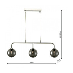 Luminaire Center Suspension Feya Chrome poli,verre fumé 3 ampoules 18,5cm pas cher