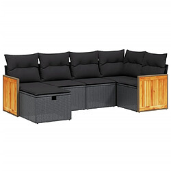 vidaXL Salon de jardin 6 pcs avec coussins noir résine tressée