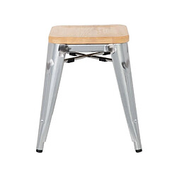 Avis Tabourets Bistro Bas en Acier avec Assise en Bois - Lot de 4 - Bolero