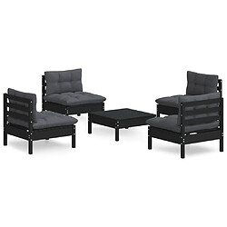 Maison Chic Salon de jardin 5 pcs + coussins - Mobilier/Meubles de jardin - Table et chaises d'extérieur anthracite Bois de pin -MN34329