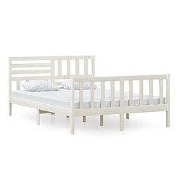 Maison Chic Lit adulte - Lit simple Cadre de lit,Structure du lit Contemporain Blanc Bois massif 140x200 cm -MN69861