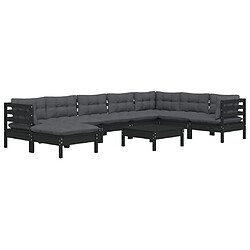 Avis Maison Chic Salon de jardin 9 pcs + coussins - Mobilier/Meubles de jardin - Table et chaises d'extérieur Noir Bois de pin solide -MN63864