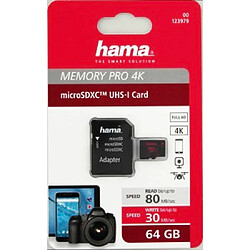 Hama Carte microSDXC 64GB UHS Speed Class 3 UHS-I 80MB/s +adapat./mobile