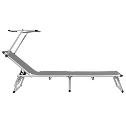 Avis Helloshop26 Chaises longues pliables et toit 2 pièces aluminium textilène gris 02_0011957