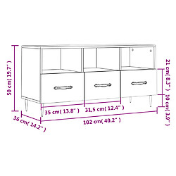 vidaXL Meuble TV gris béton 102x36x50 cm bois d'ingénierie pas cher